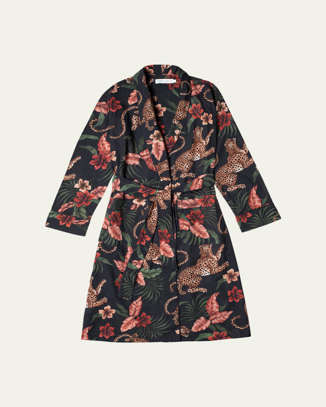 Animal-Print Piped Organic Cotton Rob